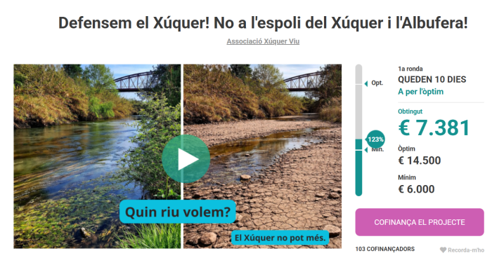 💦 MÉS DE 100 PERSONES JA HAN COL·LABORAT AMB EL PROJECTE DE XÚQUER VIU.